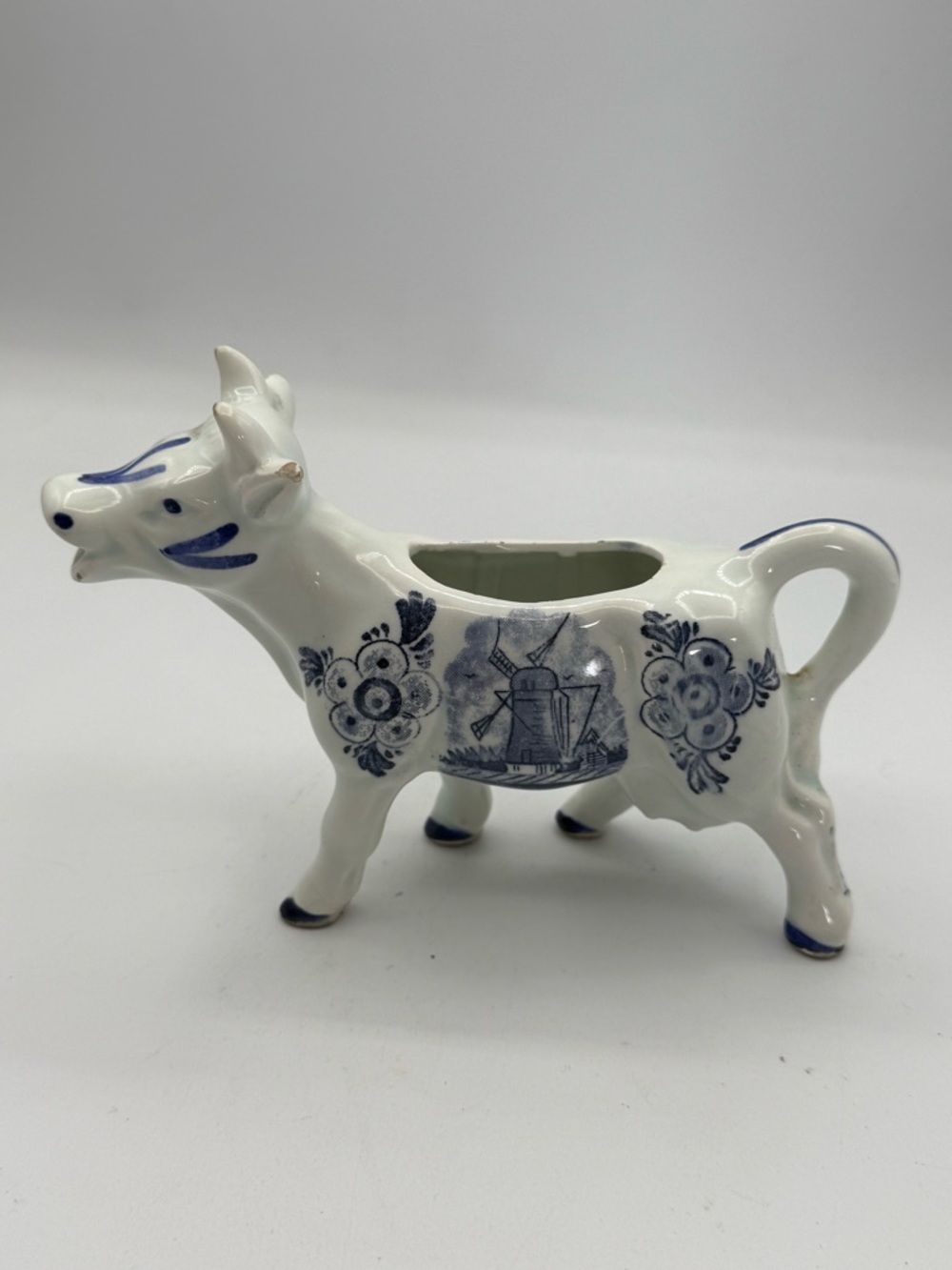 Vintage Collectible Cow Creamer Pitcher Delft Style Blue Cow Creamer  Japan,